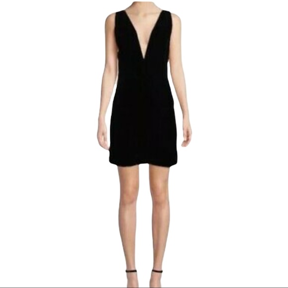 Fame & Partners x Free People The Ennis 0 / XS Black Velvet V-Neck Mini Dress - Picture 7 of 10